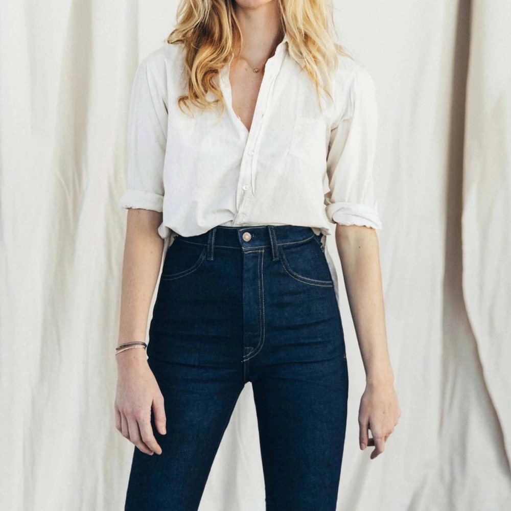 Imogene & Willie Elizabeth High Rise Indigo Jean Raw Hem Ankle Crop Size 25